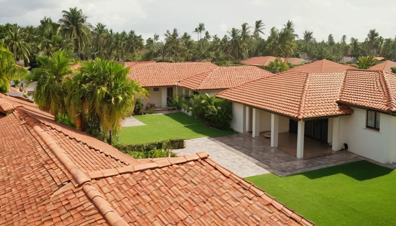 A neighborhood of tile-roof homes across the West Palm Beach area under a warm sky